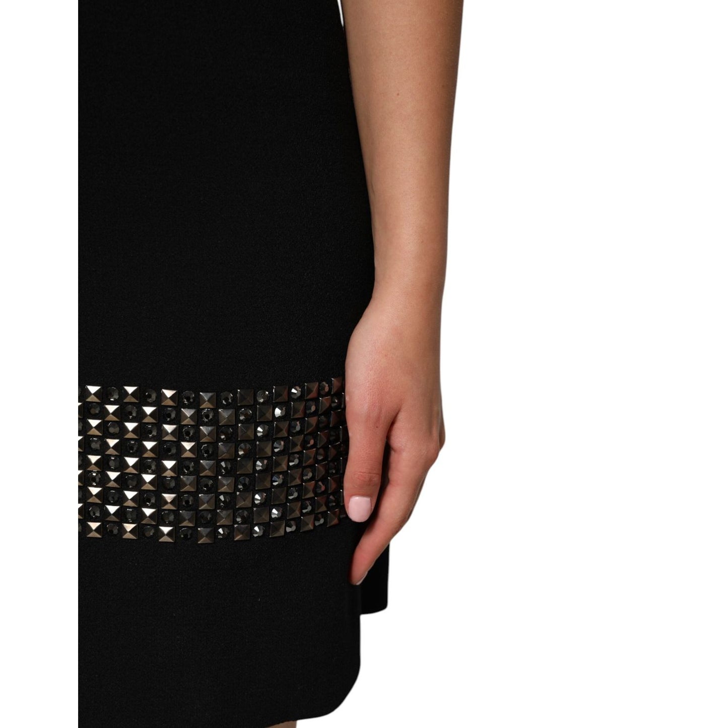 Dolce & Gabbana Black Crystal Embellished Collared Mini Dress Dolce & Gabbana