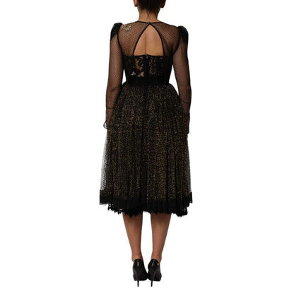 Dolce & Gabbana Black Crystal Heart Embellished A-line Dress Dolce & Gabbana