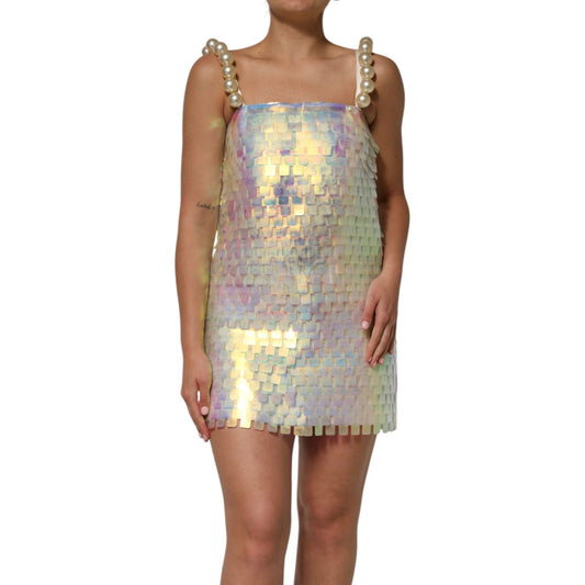 Dolce & Gabbana Multicolor Sequin Holographic Mini Dress Dolce & Gabbana