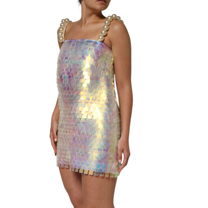 Dolce & Gabbana Multicolor Sequin Holographic Mini Dress Dolce & Gabbana