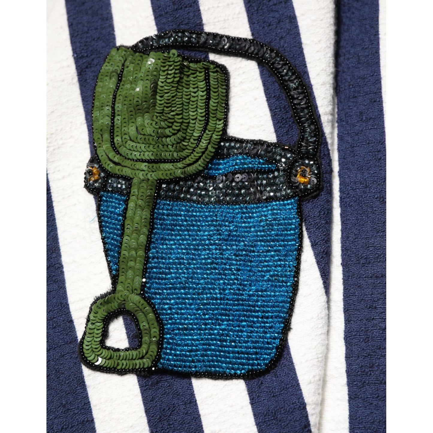 Dolce & Gabbana Blue White Striped Embroidered A-line Dress Dolce & Gabbana