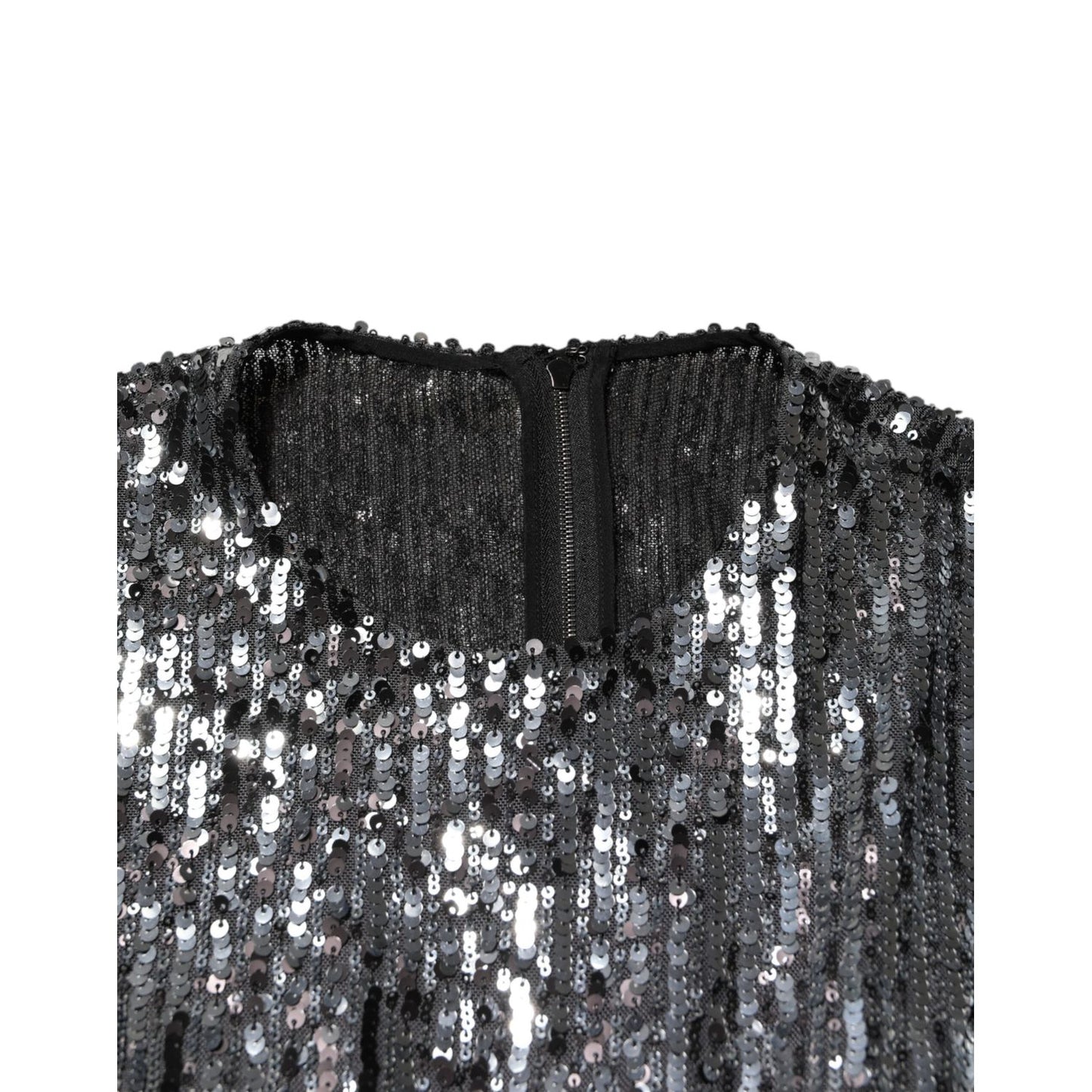 Dolce & Gabbana Black Sequined Long Sleeves Midi A-line Dress Dolce & Gabbana