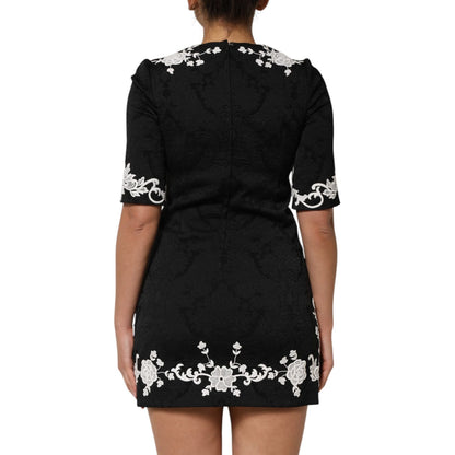 Dolce & Gabbana Black Lace Trim Short Sleeves A-line Dress Dolce & Gabbana