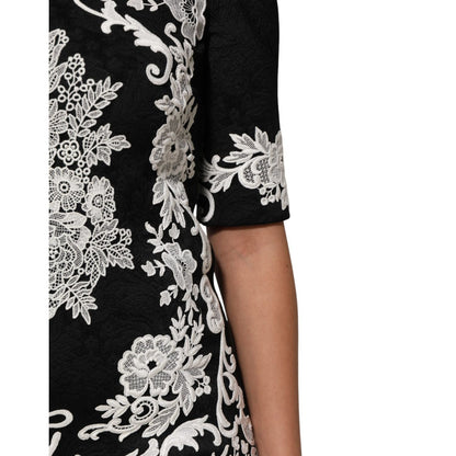 Dolce & Gabbana Black Lace Trim Short Sleeves A-line Dress Dolce & Gabbana