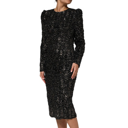 Dolce & Gabbana Black Sequin Bouclé Tweed Sheath Dress Dolce & Gabbana