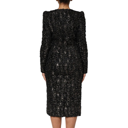 Dolce & Gabbana Black Sequin Bouclé Tweed Sheath Dress Dolce & Gabbana