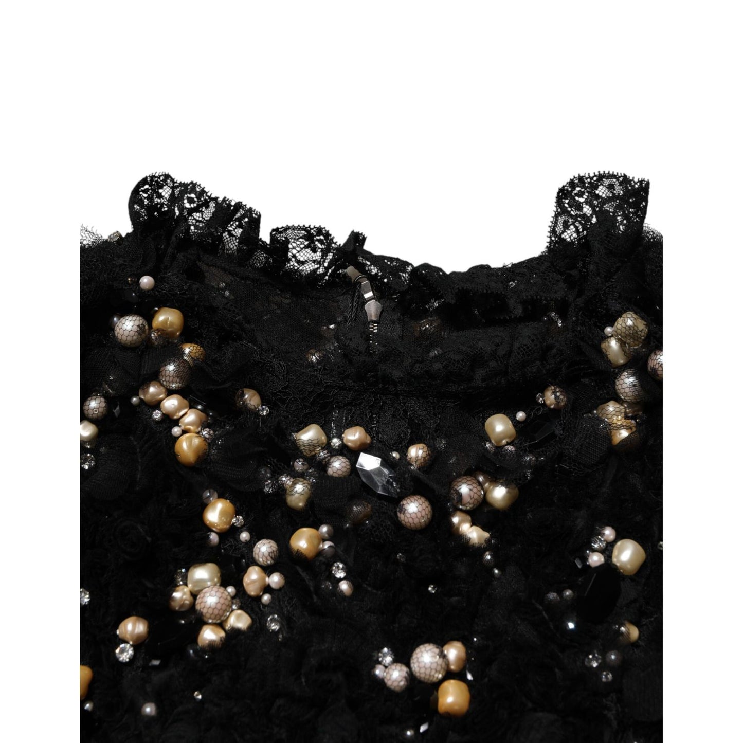 Dolce & Gabbana Black Viscose Pearl Embellishment Shift Dress Dolce & Gabbana