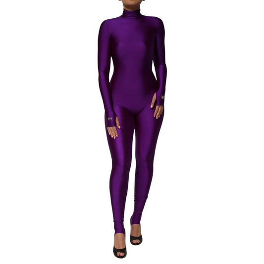 Dolce & Gabbana Purple Nylon Turtleneck Bodycon Jumpsuit Dress Dolce & Gabbana