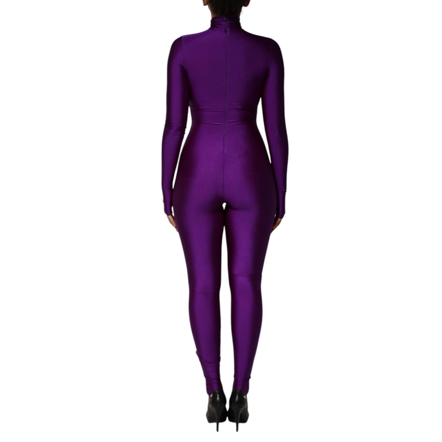 Dolce & Gabbana Purple Nylon Turtleneck Bodycon Jumpsuit Dress Dolce & Gabbana