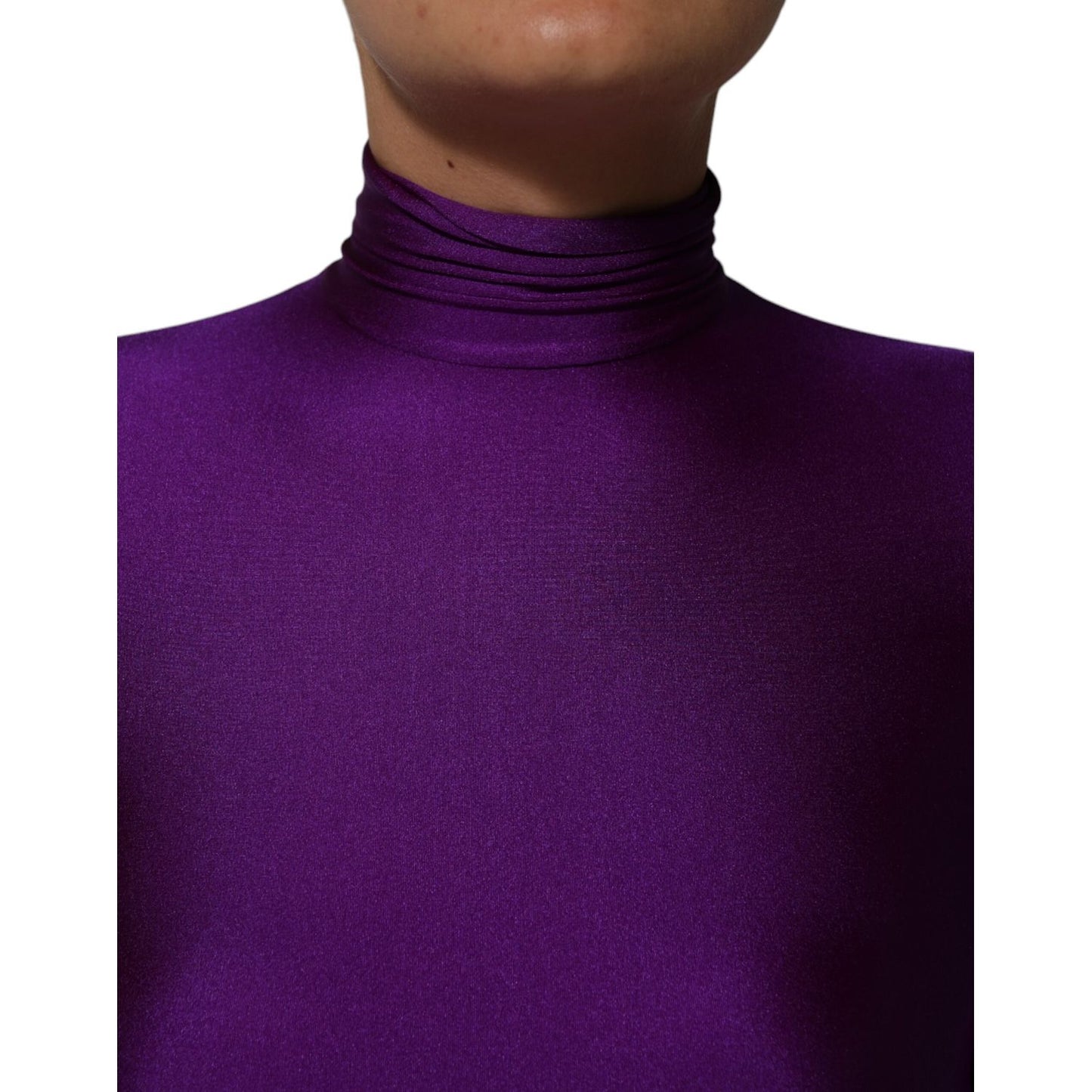 Dolce & Gabbana Purple Nylon Turtleneck Bodycon Jumpsuit Dress Dolce & Gabbana