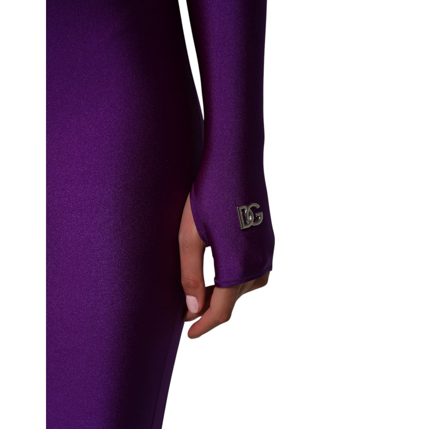 Dolce & Gabbana Purple Nylon Turtleneck Bodycon Jumpsuit Dress Dolce & Gabbana