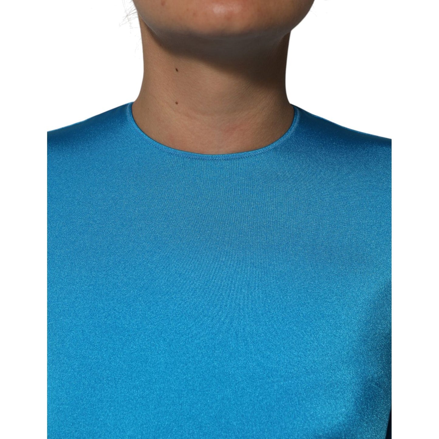 Dolce & Gabbana Blue Nylon Crew Neck Bodycon Jumpsuit Dress Dolce & Gabbana