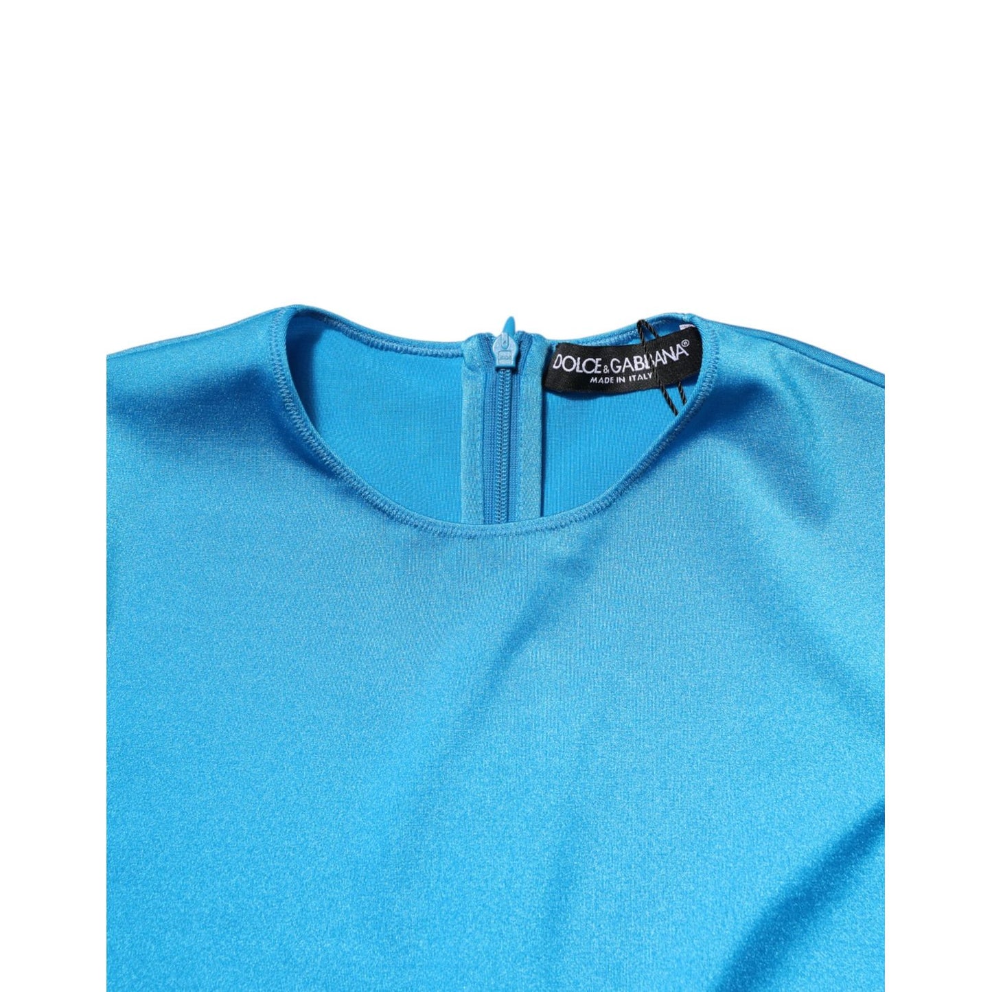 Dolce & Gabbana Blue Nylon Crew Neck Bodycon Jumpsuit Dress Dolce & Gabbana