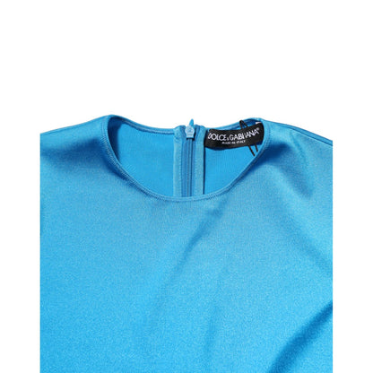 Dolce & Gabbana Blue Nylon Crew Neck Bodycon Jumpsuit Dress Dolce & Gabbana