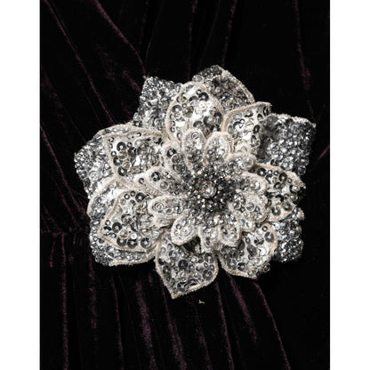 Dolce & Gabbana Black Velvet Flower Embellishment Aline Dress Dolce & Gabbana