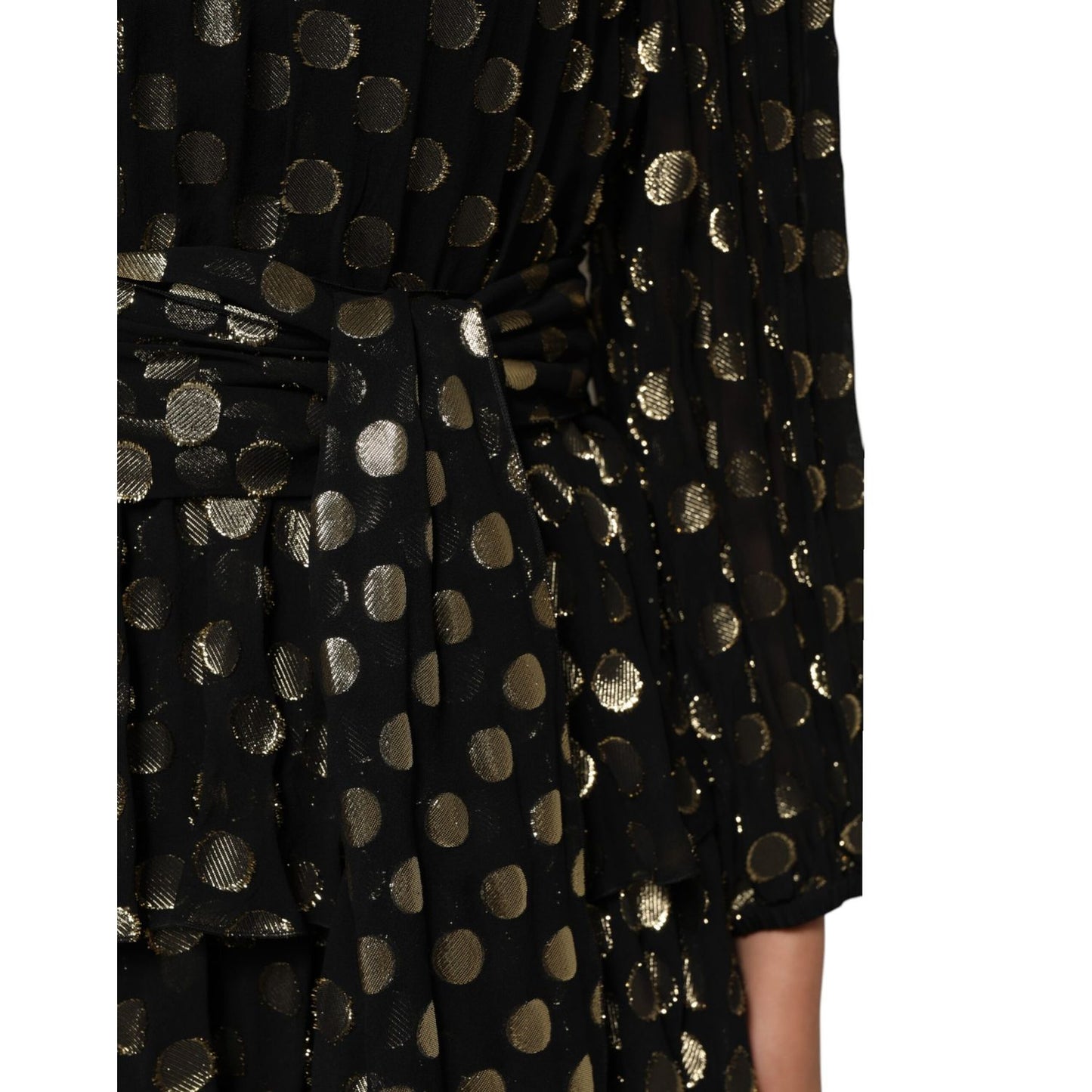Dolce & Gabbana Black Gold Polka Dot Silk Brocade Mini Dress Dolce & Gabbana