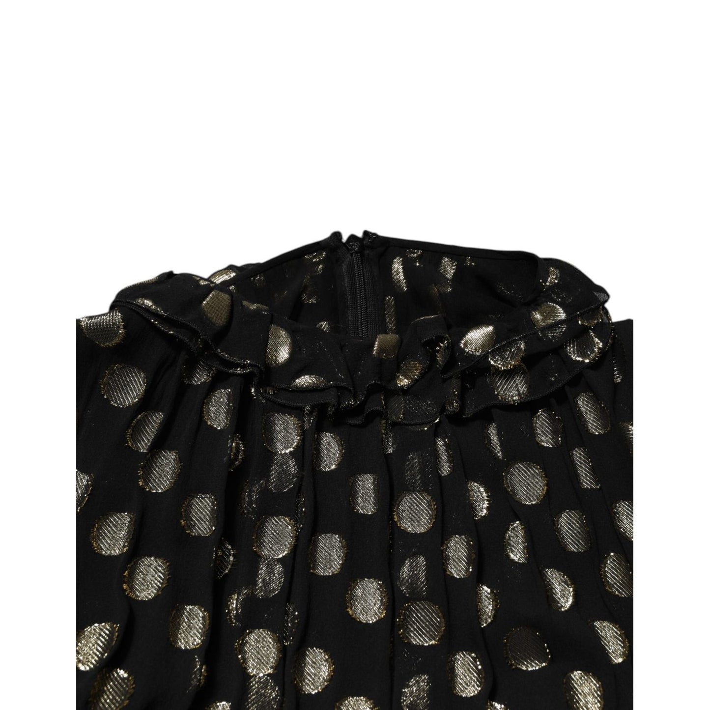 Dolce & Gabbana Black Gold Polka Dot Silk Brocade Mini Dress Dolce & Gabbana