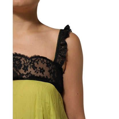 Dolce & Gabbana Yellow Black Babydoll Chemise Lingerie Dress Dolce & Gabbana