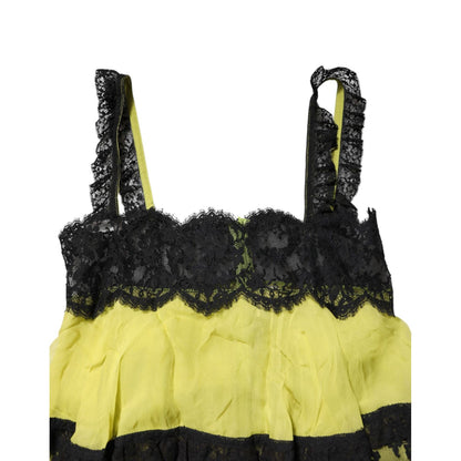 Dolce & Gabbana Yellow Black Babydoll Chemise Lingerie Dress Dolce & Gabbana