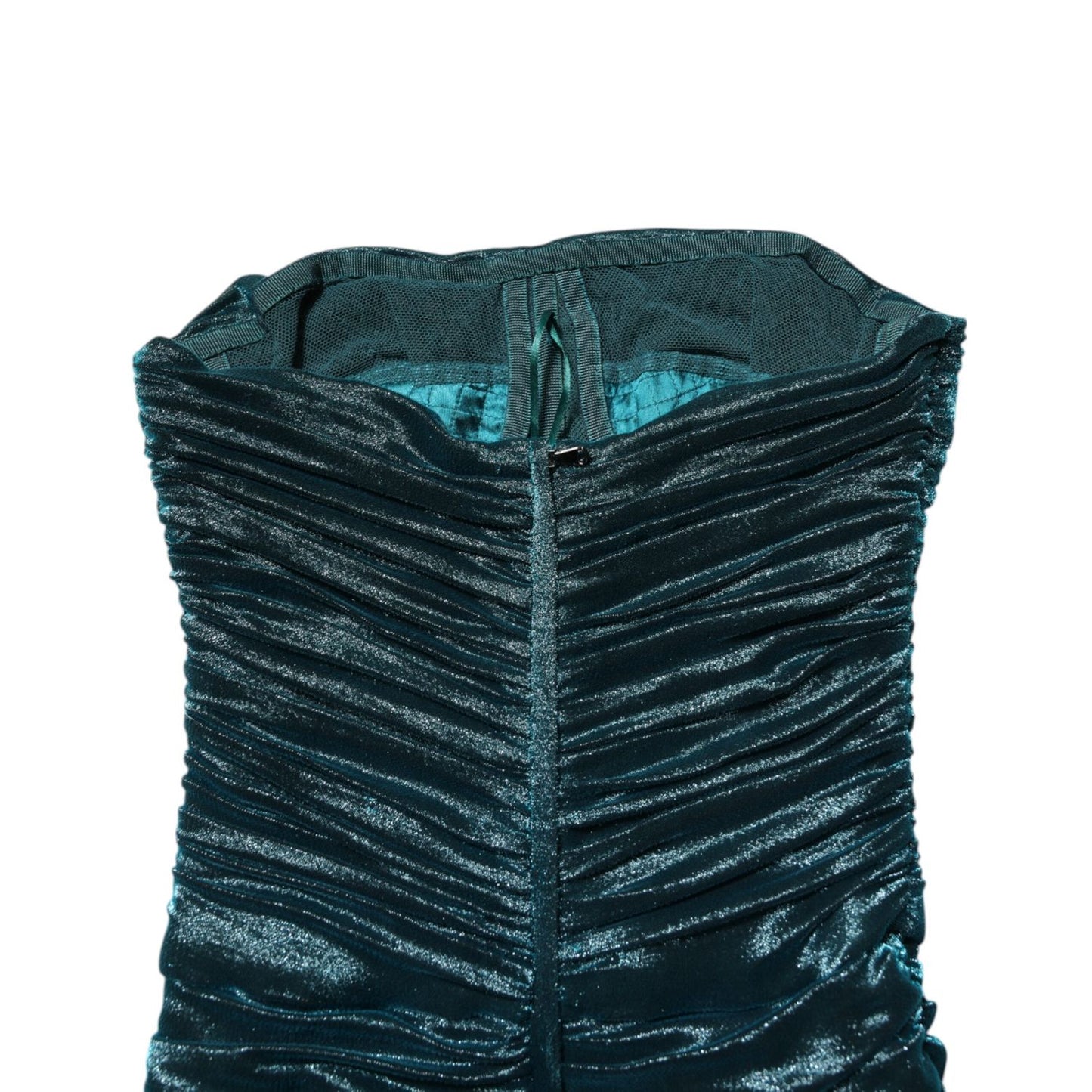 Dolce & Gabbana Green Silk Satin Fitted Strapless Dress Dolce & Gabbana