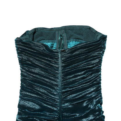 Dolce & Gabbana Green Silk Satin Fitted Strapless Dress Dolce & Gabbana