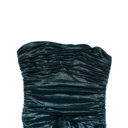 Dolce & Gabbana Green Silk Satin Fitted Strapless Dress Dolce & Gabbana