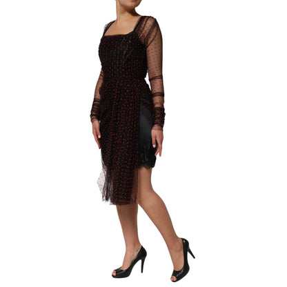 Dolce & Gabbana Black Lace Trim Long Sleeve Sheath Mini Dress Dolce & Gabbana