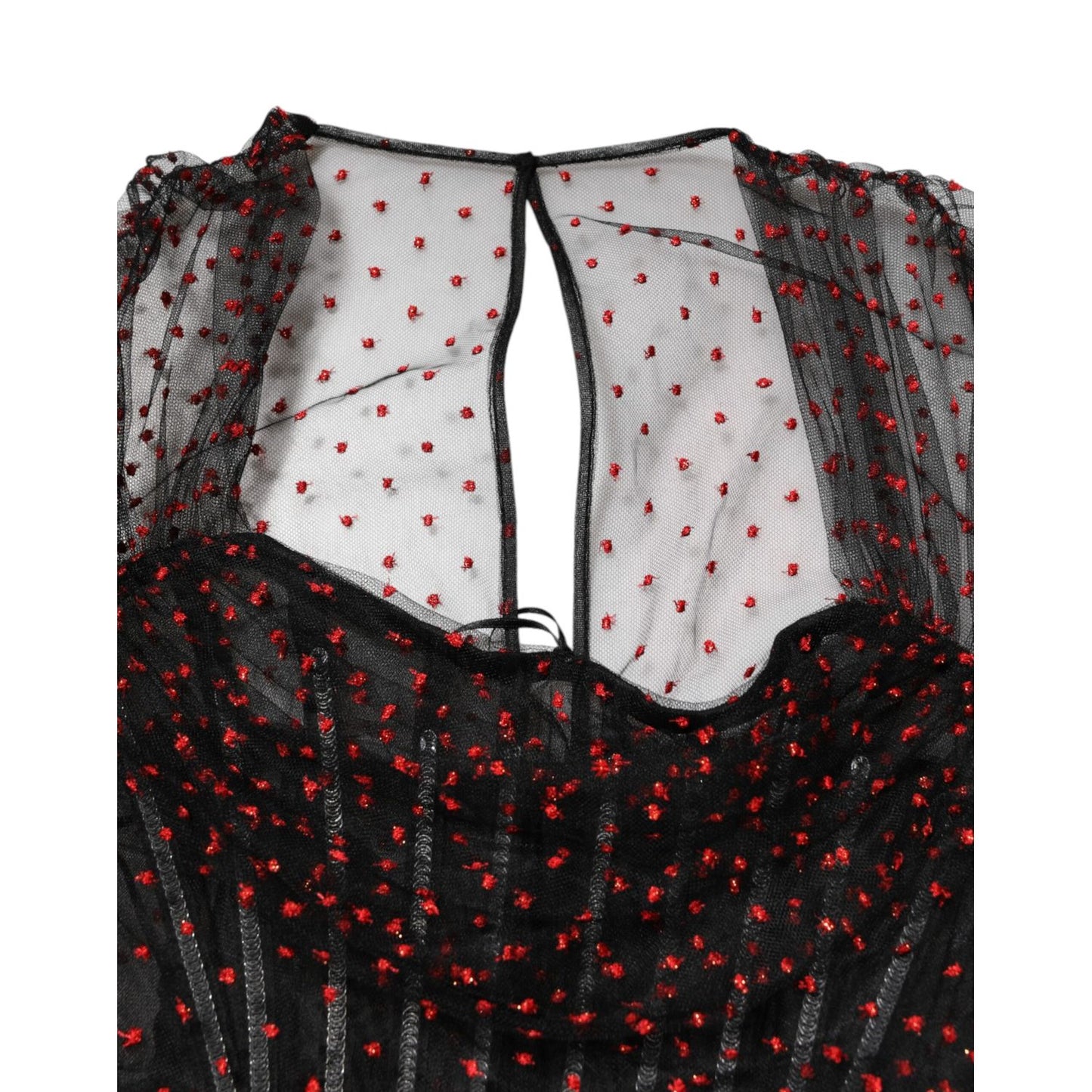 Dolce & Gabbana Black Lace Trim Long Sleeve Sheath Mini Dress Dolce & Gabbana