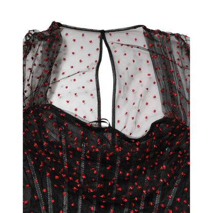 Dolce & Gabbana Black Lace Trim Long Sleeve Sheath Mini Dress Dolce & Gabbana