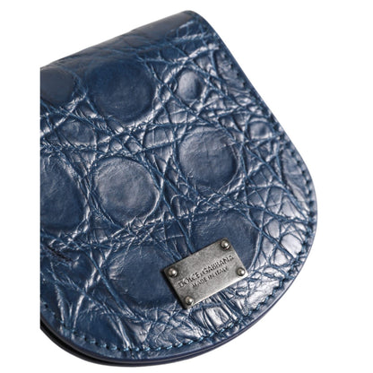 Dolce & Gabbana Blue Exotic Skin Coin Condom Case Holder Pocket Wallet