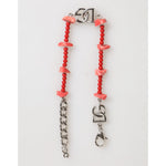 Dolce & Gabbana Silver Tone Brass Beaded Resin DG Logo Chain Men Bracelet SMY10725