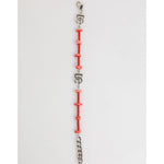 Dolce & Gabbana Silver Tone Brass Beaded Resin DG Logo Chain Men Bracelet SMY10725
