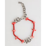 Dolce & Gabbana Silver Tone Brass Beaded Resin DG Logo Chain Men Bracelet SMY10725