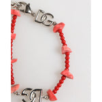 Dolce & Gabbana Silver Tone Brass Beaded Resin DG Logo Chain Men Bracelet SMY10725