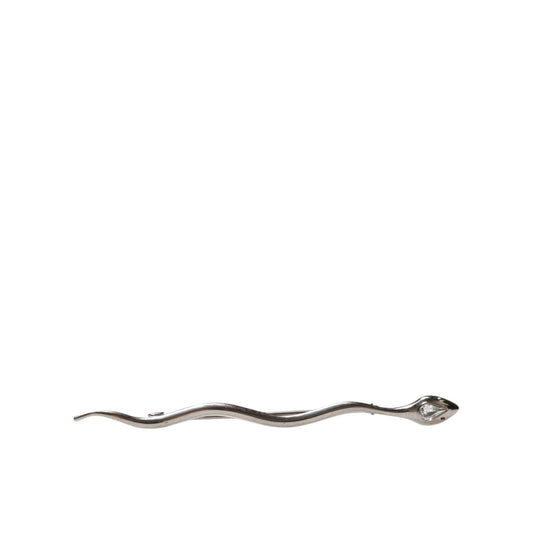 Dolce & Gabbana Silver Brass Crystal Spilla Serpente Mens Brooch Pin Dolce & Gabbana