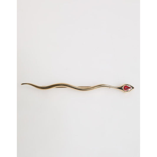 Dolce & Gabbana Gold Brass Red Crystal Spilla Serpente Mens Brooch Pin Dolce & Gabbana