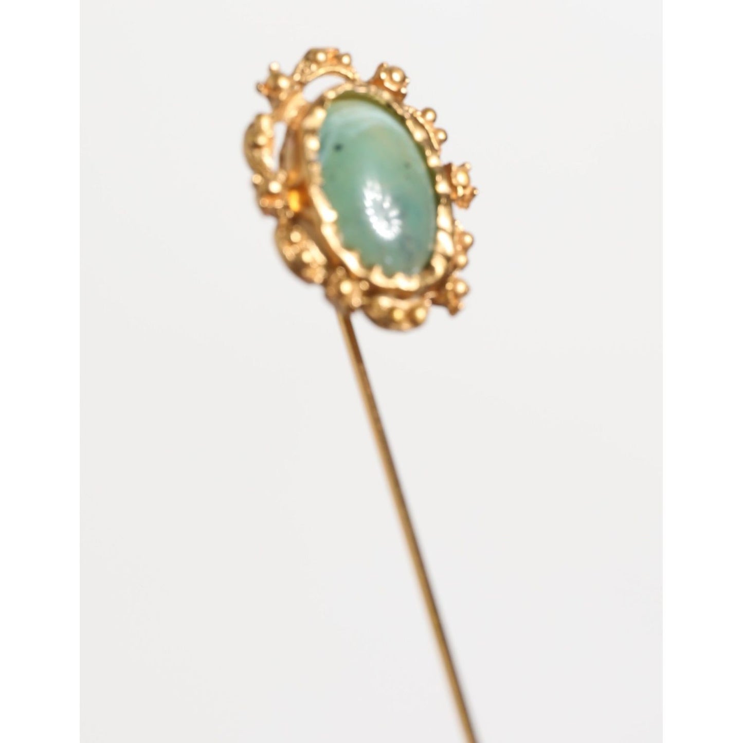 Dolce & Gabbana Gold Tone Green Stone Antique Men Accessory Brooch Pin Dolce & Gabbana