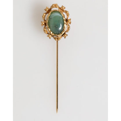 Dolce & Gabbana Gold Tone Green Stone Antique Men Accessory Brooch Pin Dolce & Gabbana