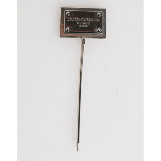Dolce & Gabbana Silver Tone Logo Plaque Lapel Men Accessory Brooch Pin SMY11075