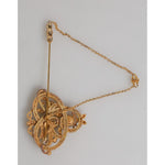 Dolce & Gabbana Gold Tone 925 Sterling Silver Crystal Chain Brooch Pin SMY11196