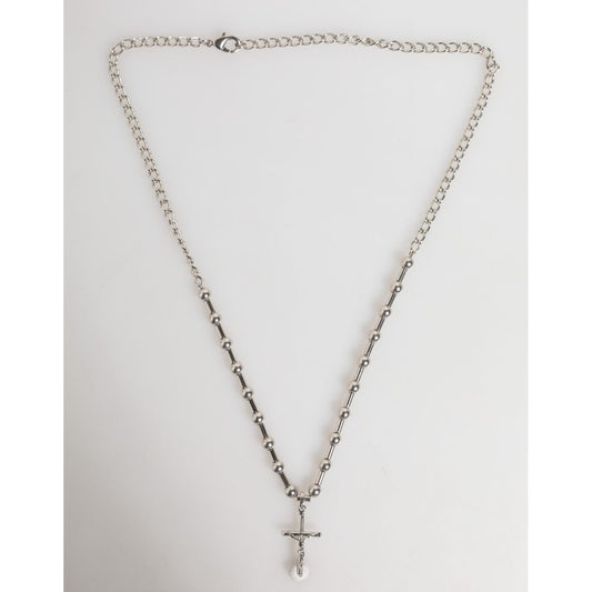 Dolce & Gabbana Silver Tone Brass Chain Religious Cross Pendant Necklace Dolce & Gabbana