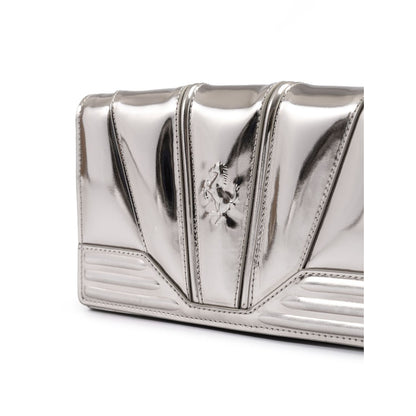 Ferrari Metal Silver GT patent leather bag with chain