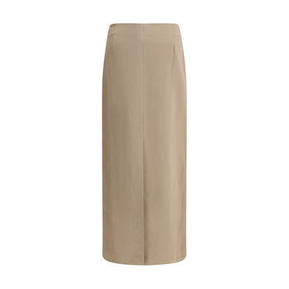Brunello Cucinelli Gray Acetate Midi Skirt