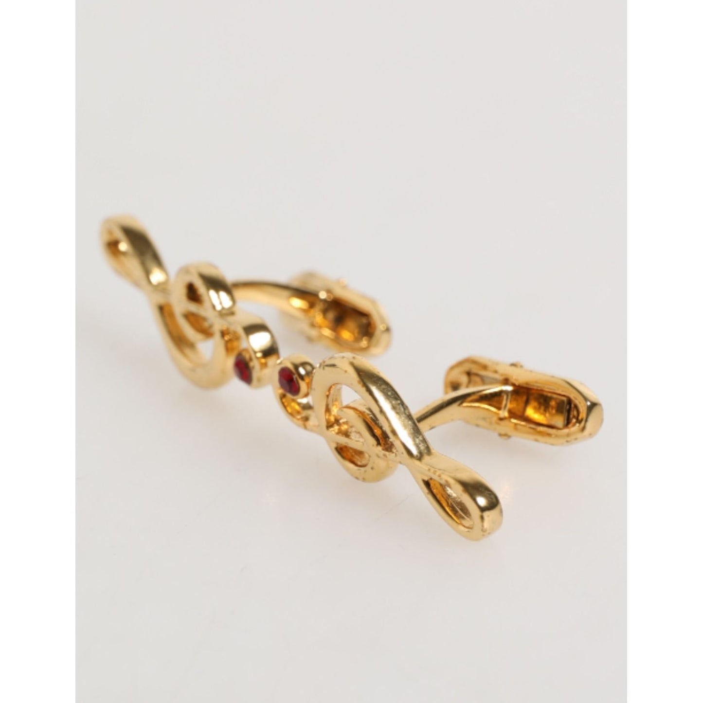 Dolce & Gabbana Gold Musical Note Metal Brass Pin Men Accessory Cufflinks