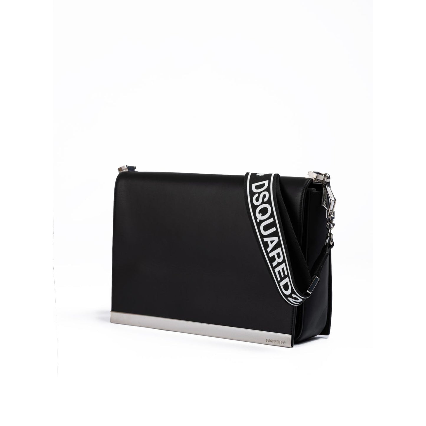 Dsquared² Black Leather Messenger Bag