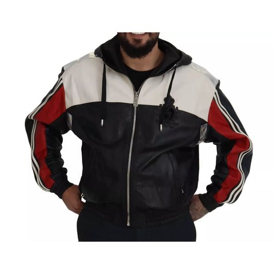 Dolce & Gabbana Black Leather Hooded Blouson Jacket JKT3340-52