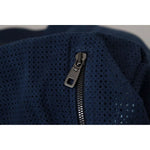 Dolce & Gabbana Blue Leather Perforated Full Zip Jacket JKT3358-54