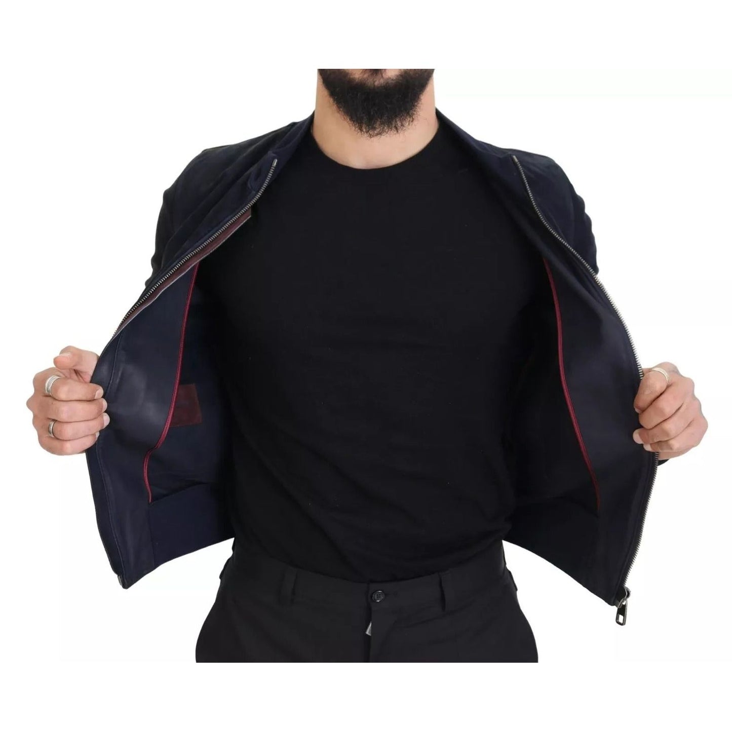 Dolce & Gabbana Dark Blue Suede Lambskin Blouson Jacket JKT3448-44