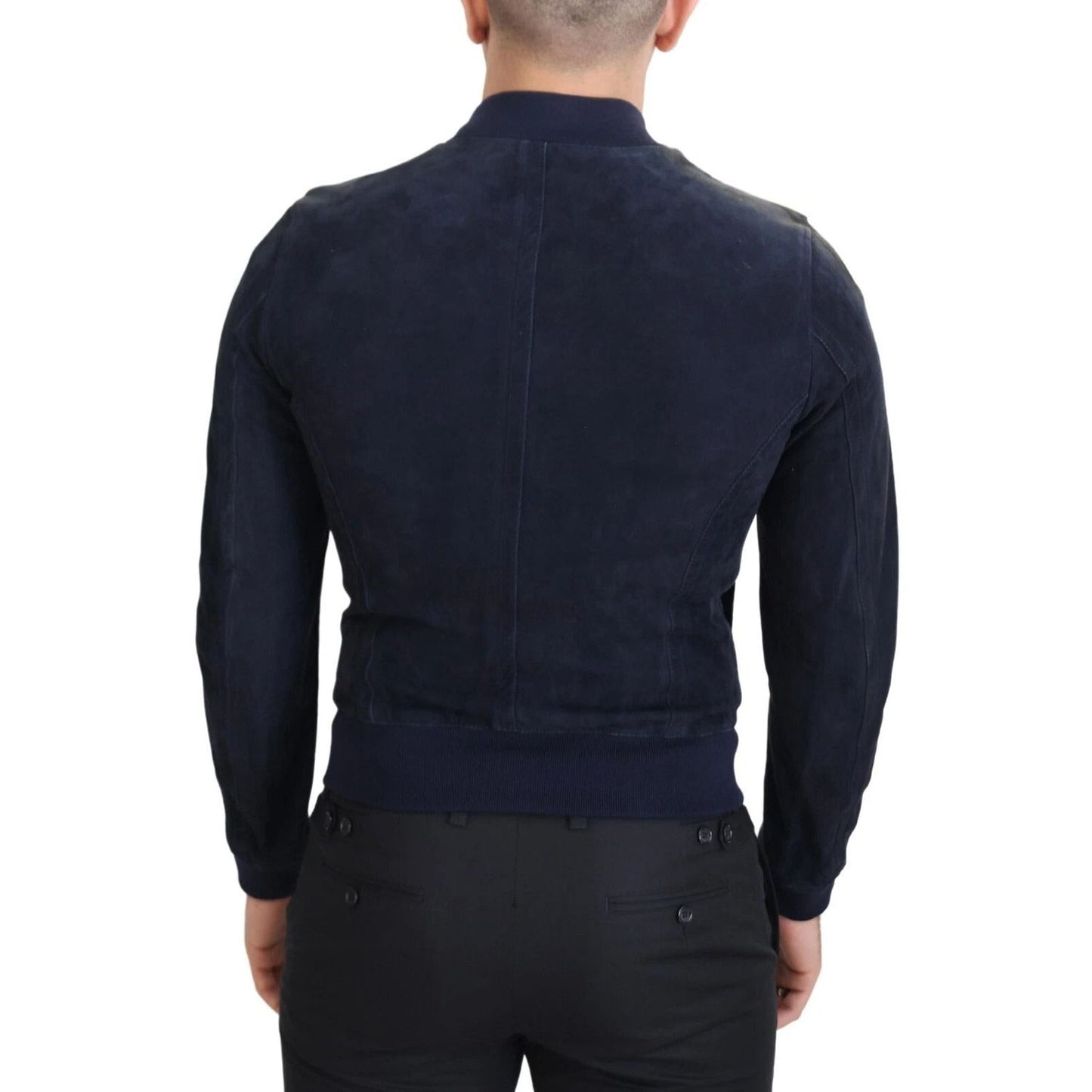 Dolce & Gabbana Dark Blue Suede Lambskin Blouson Jacket JKT3448-44
