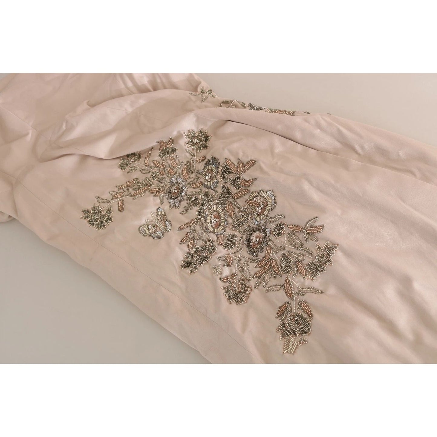 Dolce & Gabbana Beige Sequined Flower Flare Ball Gown Dress Dolce & Gabbana